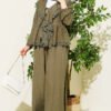 Ruffled Lace Tie-Up Two-Piece Set Khaki