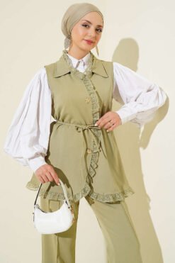 Alternative view of Ruffled Lace Vest Two-Piece Set