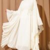 Ruffled Belted Chiffon Dress White