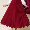 Ruffled Pleated Waistband Skirt Burgundy all'ingrosso skirt - Hicabistan fabbrica Turchia
