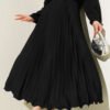Ruffled Pleated Waistband Skirt Black Großhandel skirt - Hicabistan Türkei Fabrik