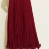 Ruffled Tulle Skirt Burgundy wholesale skirt view 3 - Hicabistan Turkey factory