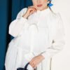Oversized Shirt with Bow Detail Ecru
