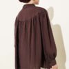 Oversized Shirt with Bow Detail Brown all'ingrosso shirt view 3 - Hicabistan fabbrica Turchia