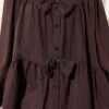 Oversized Shirt with Bow Detail Brown all'ingrosso shirt view 4 - Hicabistan fabbrica Turchia