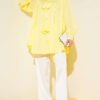 Oversized Shirt with Bow Detail Yellow wholesale shirt view 2 - Hicabistan Turkey factory