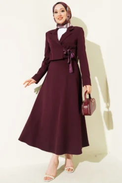 Two-Piece Set with Tied Scarf and Skirt