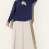 Shirt with Scarf Detail Navy Blue all'ingrosso shirt view 2 - Hicabistan fabbrica Turchia