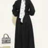 Blazer Jacket Set with Scarf Detail Black wholesale clothing set view 2 - Hicabistan Turkey factory