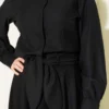 Blazer Jacket Set with Scarf Detail Black wholesale clothing set view 3 - Hicabistan Turkey factory