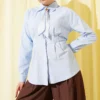 Shirt with Belt and Scarf Blue