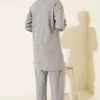 Knitted Two-Piece Set with Scarf Grey all'ingrosso clothing set view 3 - Hicabistan fabbrica Turchia