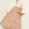 Ethnic Patterned Skirt Set with Scarf Camel