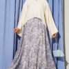 Ethnic Patterned Skirt Set with Scarf Blue