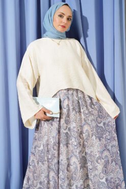 منظر بديل لـ Ethnic Patterned Skirt Set with Scarf Blue