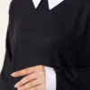 Shirt-Panel Two-Piece Set Black al por mayor clothing set view 4 - Hicabistan fábrica Turquía