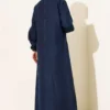 Shirt Collar Buttoned Denim Dress Navy Blue al por mayor dress view 3 - Hicabistan fábrica Turquía