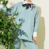 Shirt Collar Stone Embellished Loose Two-Piece Set بالجملة clothing set - Hicabistan مصنع تركيا