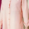 Shirt Collar Single Pocket Long Shirt Powder Pink wholesale shirt view 4 - Hicabistan Turkey factory