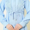 Lace-Up Blouse Blue wholesale shirt view 4 - Hicabistan Turkey factory