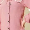 Lace Sailor Collar Short Shirt Powder Pink en gros shirt view 4 - Hicabistan usine Turquie