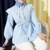 Lace Double Sailor Collar Shirt Baby Blue