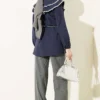 Lace Double Sailor Collar Shirt Navy Blue en gros shirt view 3 - Hicabistan usine Turquie