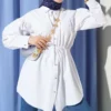 Gathered Waist Tunic Shirt White