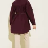 Gathered Waist Tunic Shirt Burgundy al por mayor shirt view 3 - Hicabistan fábrica Turquía