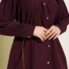 Gathered Waist Tunic Shirt Burgundy al por mayor shirt view 4 - Hicabistan fábrica Turquía