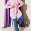 Gathered Waist Tunic Shirt Pink all'ingrosso shirt view 2 - Hicabistan fabbrica Turchia