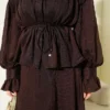Ruffled Skirt Set with Chest Gathered Brown al por mayor clothing set view 4 - Hicabistan fábrica Turquía