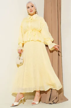 Ruffled Skirt Set with Chest Gathered Yellow