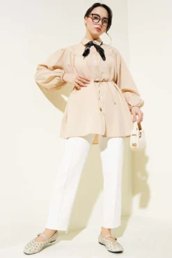 Alternative view of Gathered Chest Shirt Beige
