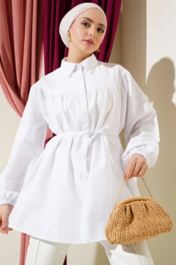 Gathered Chest Shirt White
