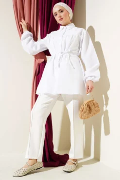 Alternative view of Gathered Chest Shirt White