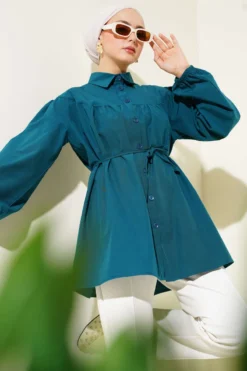 Gathered Chest Shirt Petrol