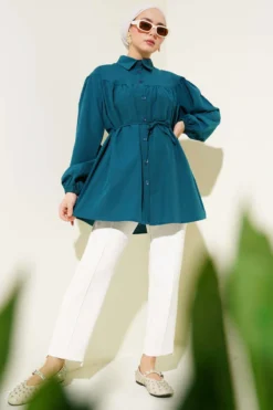 Alternative view of Gathered Chest Shirt Petrol