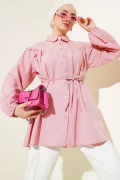 Gathered Chest Shirt Powder Pink