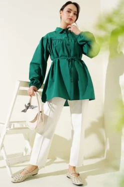 Alternative view of Gathered Chest Shirt Emerald