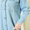 Chest Pocket Drop Beaded Denim Set Blue Großhandel clothing set view 4 - Hicabistan Türkei Fabrik
