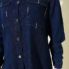 Chest Pocket Drop Beaded Denim Set Navy Blue al por mayor clothing set view 4 - Hicabistan fábrica Turquía