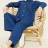 Chest Pocket Drop Beaded Denim Set Blue بالجملة clothing set - Hicabistan مصنع تركيا