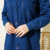 Chest Pocket Drop Beaded Denim Set Blue Großhandel clothing set view 4 - Hicabistan Türkei Fabrik