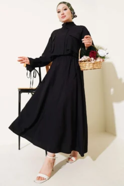 Zippered Skirted Two-Piece Set Black