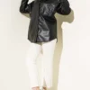 Chest Pocket Snap Button Leather Shirt Black all'ingrosso shirt view 2 - Hicabistan fabbrica Turchia