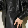 Chest Pocket Snap Button Leather Shirt Black all'ingrosso shirt view 4 - Hicabistan fabbrica Turchia