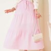 Panelled Tie Waist Skirt Pink