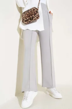 Wide Waistband Elasticated Trousers Grey