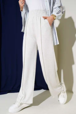Wide Waistband Elasticated Trousers Grey